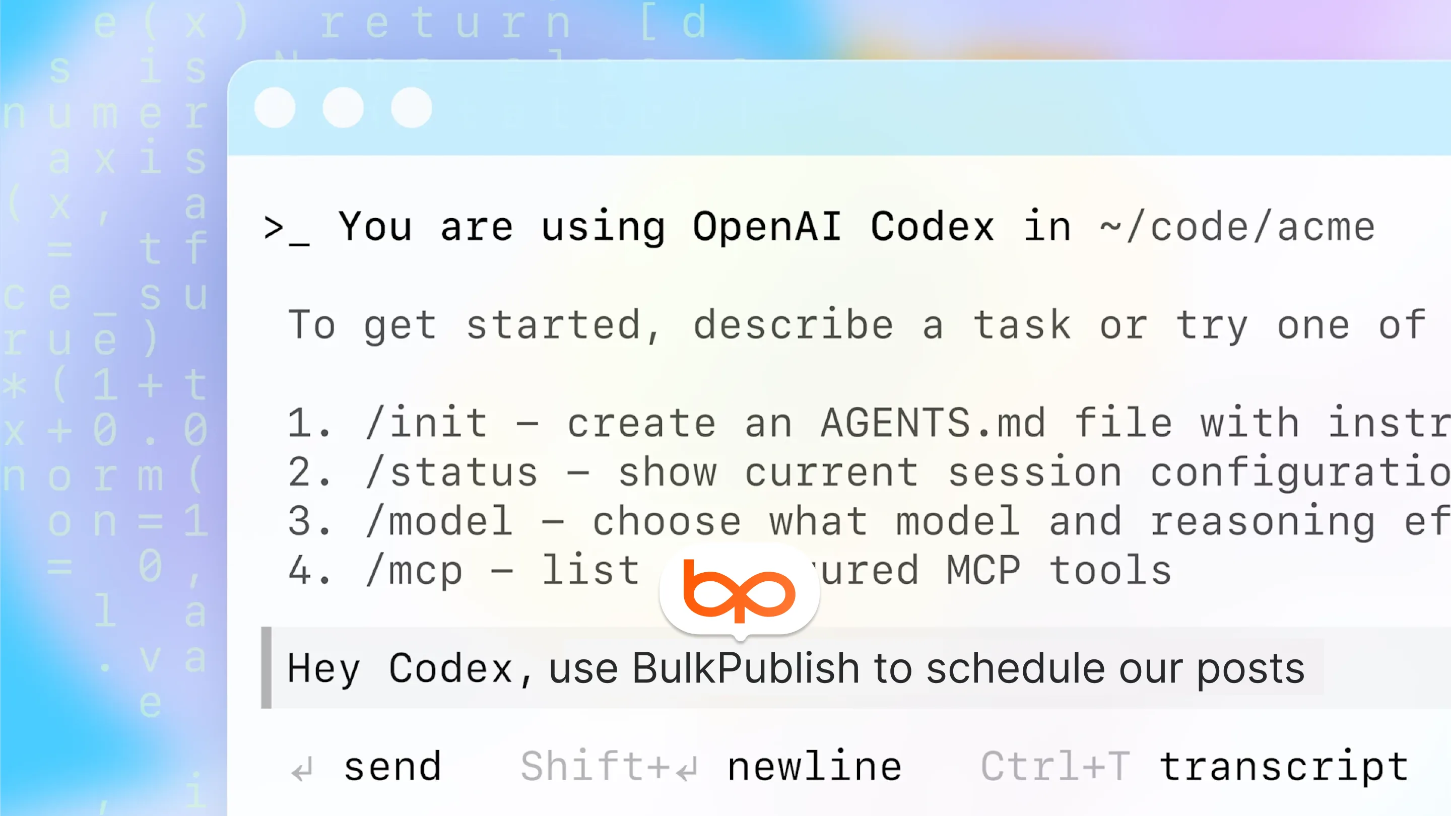 Codex CLI integration for BulkPublish