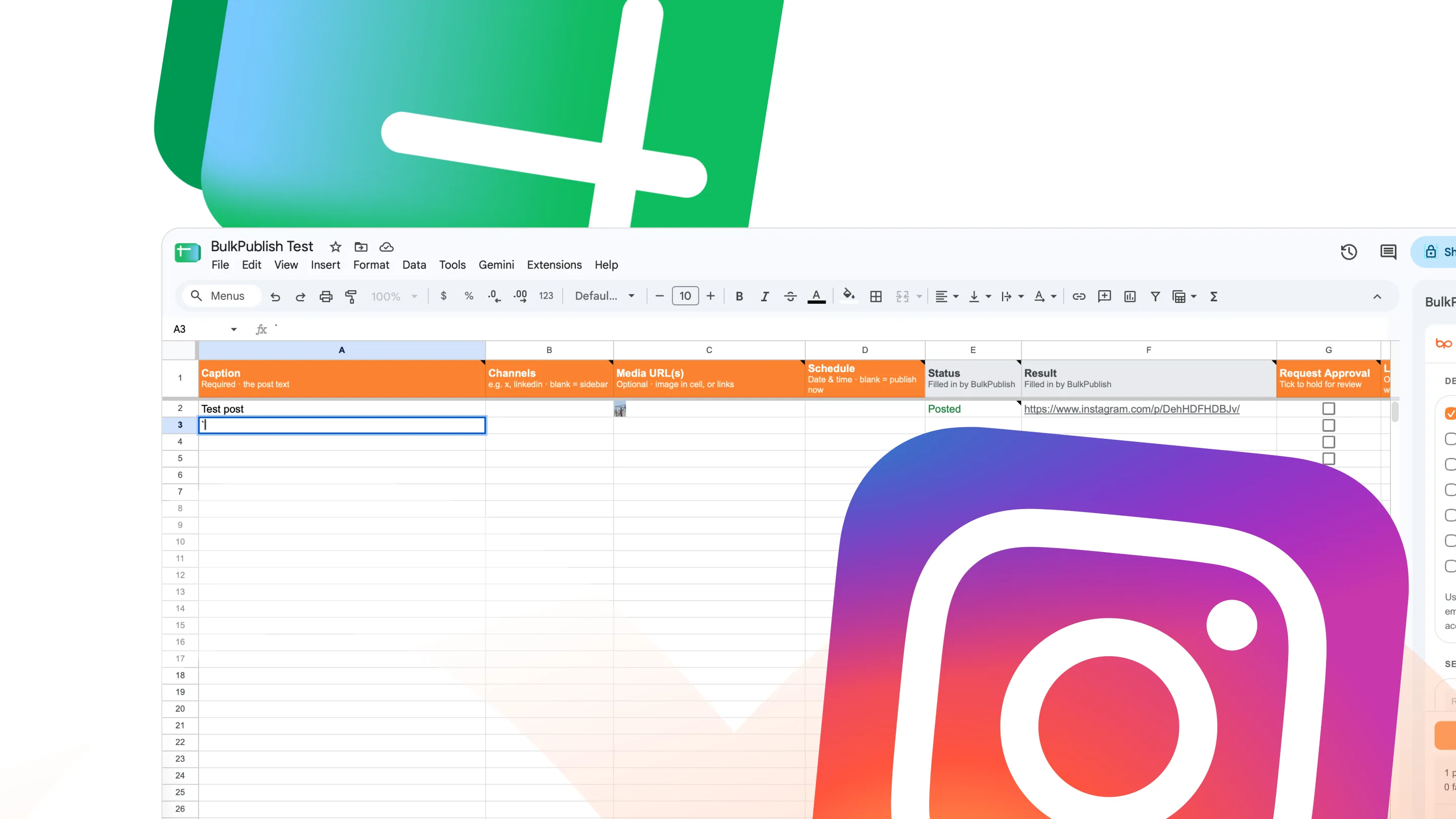 Google Sheets integration for BulkPublish