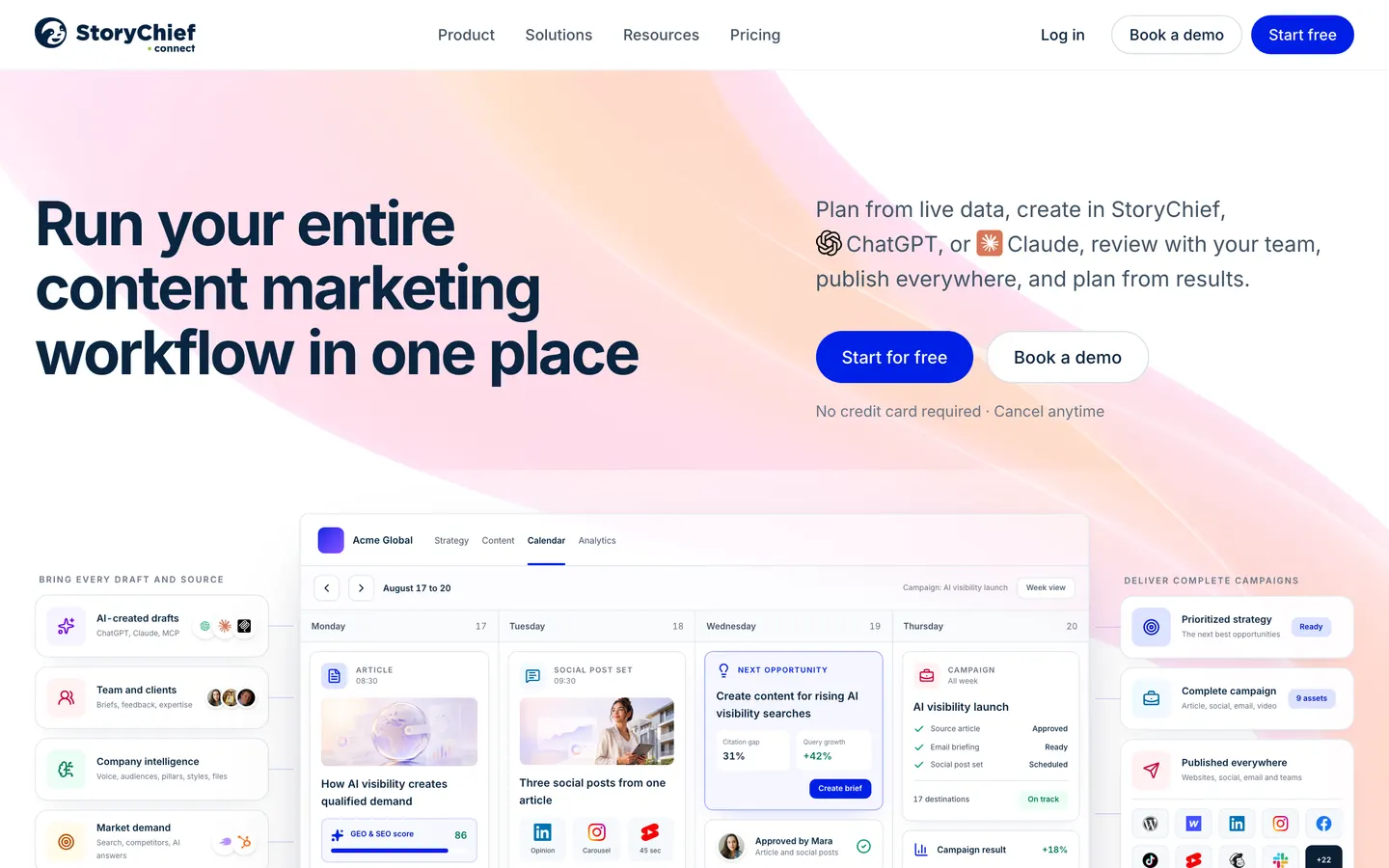 StoryChief 网站截图